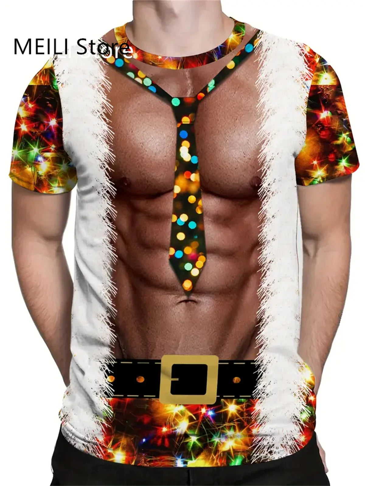 Santa’s Outlaw 3D Christmas Graphic T-Shirt – Holiday Havoc Edition