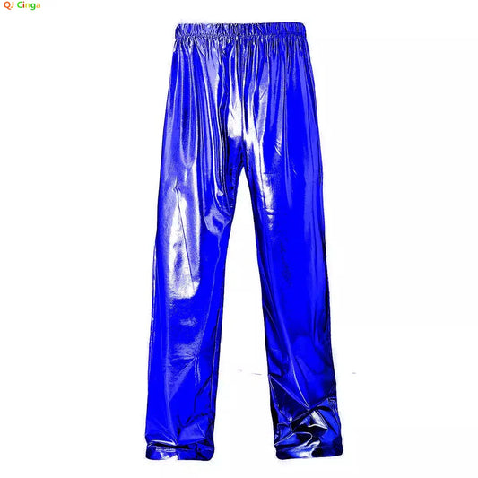 Men’s Metallic Shiny Trousers Straight Fit – Party Pants S–3XL