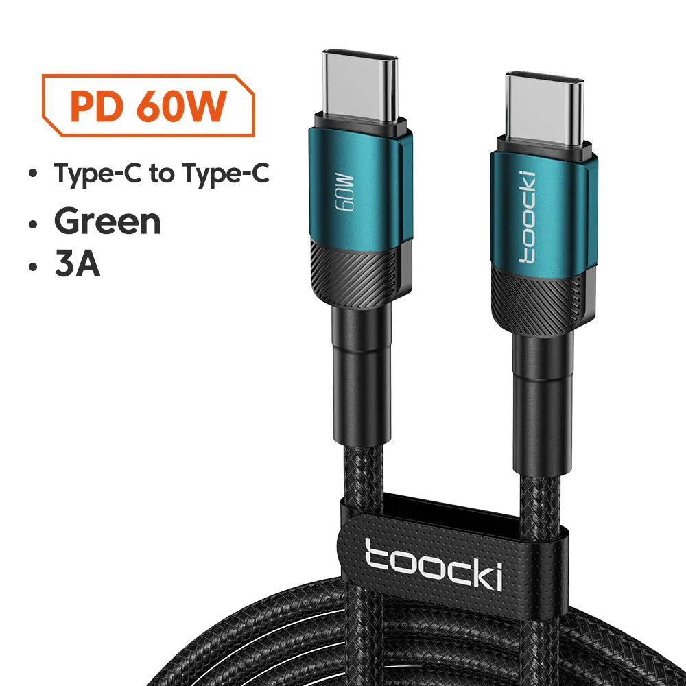 Toocki 100W USB-C to USB-C Fast Charging Cable – PD 3.0 & QC 4.0 High-Speed Charger for iPhone 15, MacBook, Samsung & More ⚡📱💻
