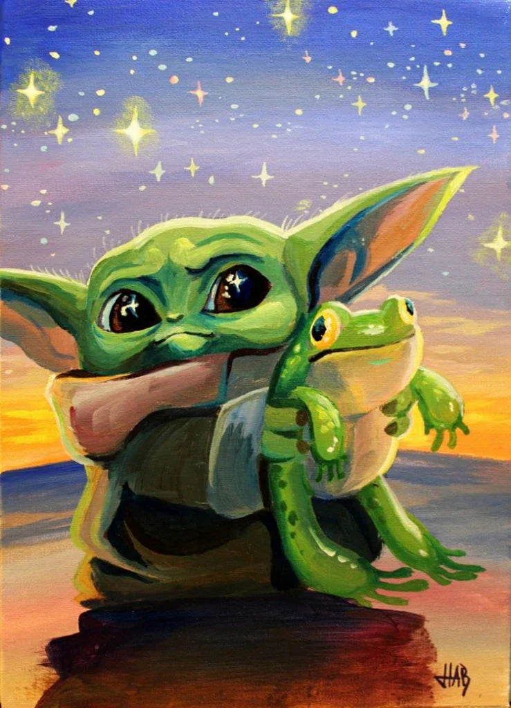 Baby Yoda Star Wars 5D Diamond Painting Cross Stitch Set – Ultimate DIY Sparkle Mosaic Art for Epic Home Decor & Gift