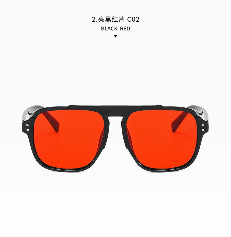 RiotVision Red Rivet Shades – Oversized Square Sunglasses for Rockstars and Outlaws