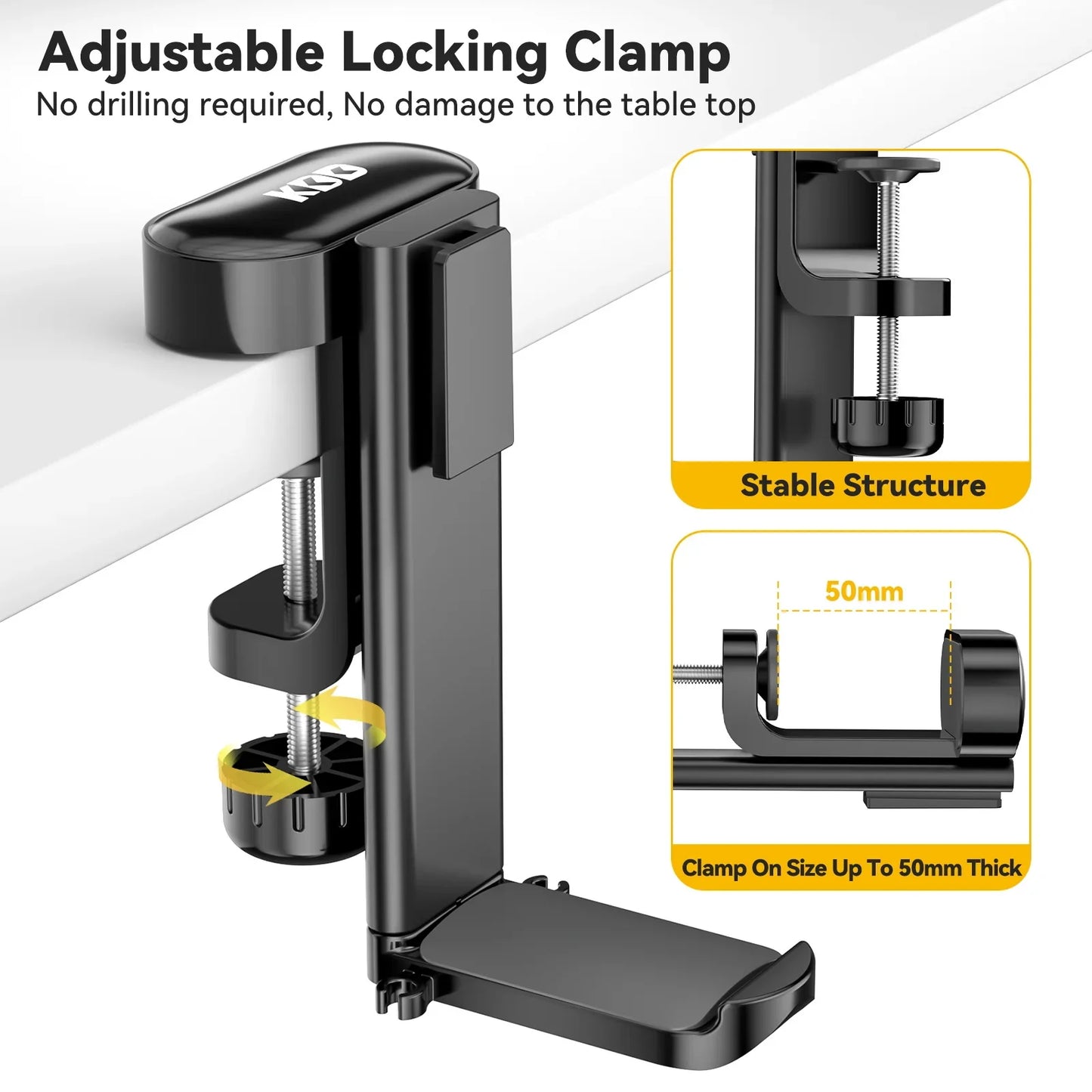 4-in-1 Desk Headphone Hanger Clamp, Rotating Storage with Cup Holder & Pen Holder – Under Desk Organizer for Gaming, Office, and Home Use