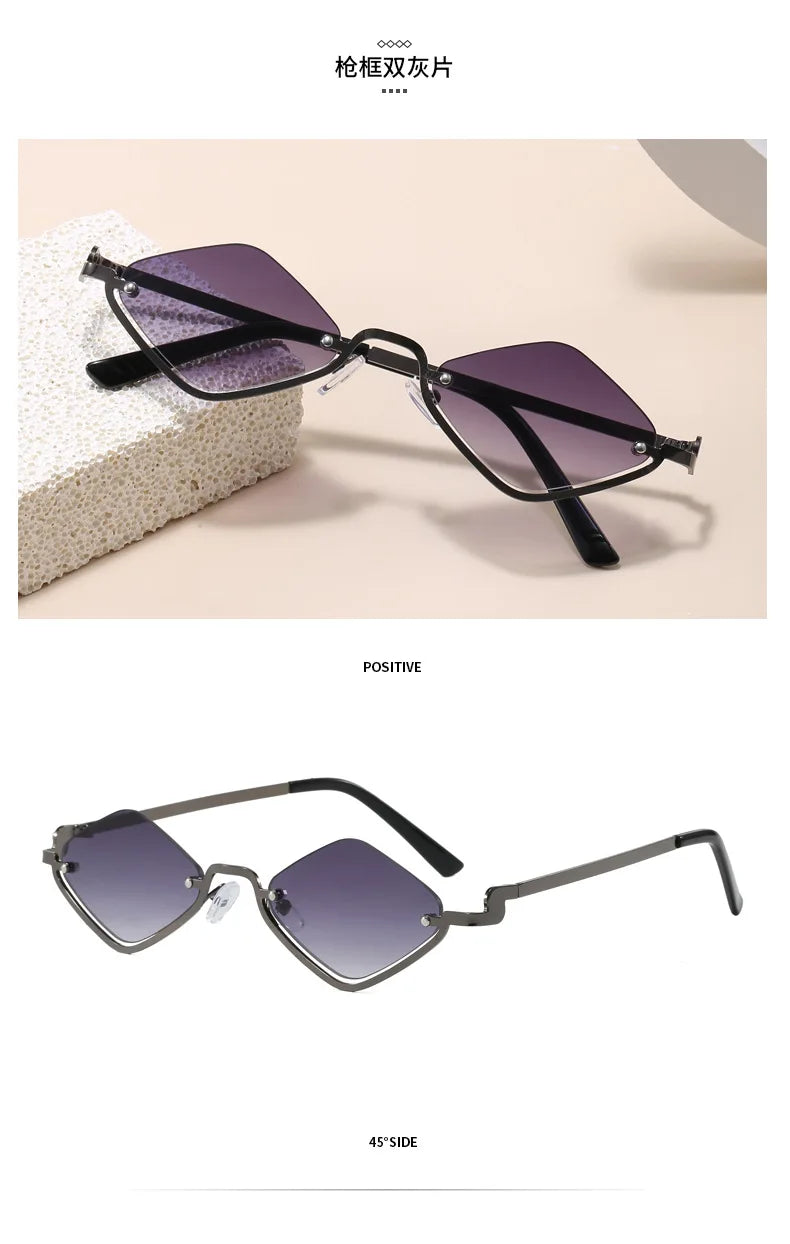 Throwshade Rhombus Cut Retro Sunnies – Geometric UV400 Alloy Frame Sunglasses for That Vintage Rockstar Flex