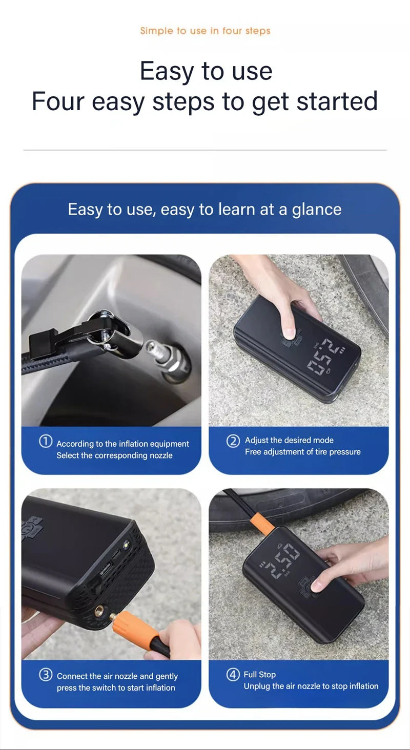 PuffDaddy X1 – Wireless Tire Inflator Air Pump with Auto Stop, 150PSI Power for Cars, Bikes, Balls & Boats | Compact, Fast & Seriously Handy