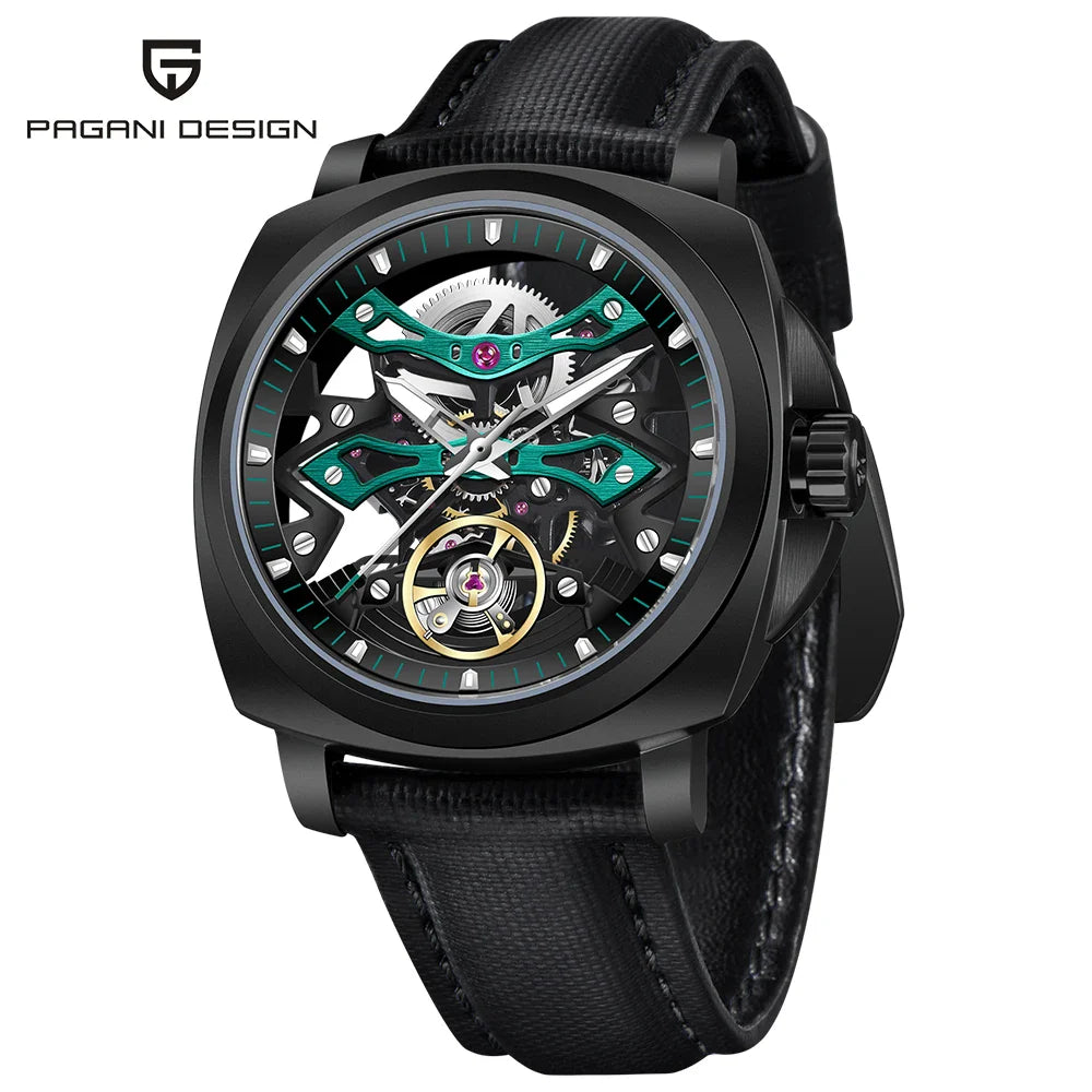 PAGANI DESIGN PD-YS017 “Midnight Machine” | 40MM Sapphire Automatic Men’s Watch | 100M Diver Grade Waterproof Skeleton Lume Timepiece