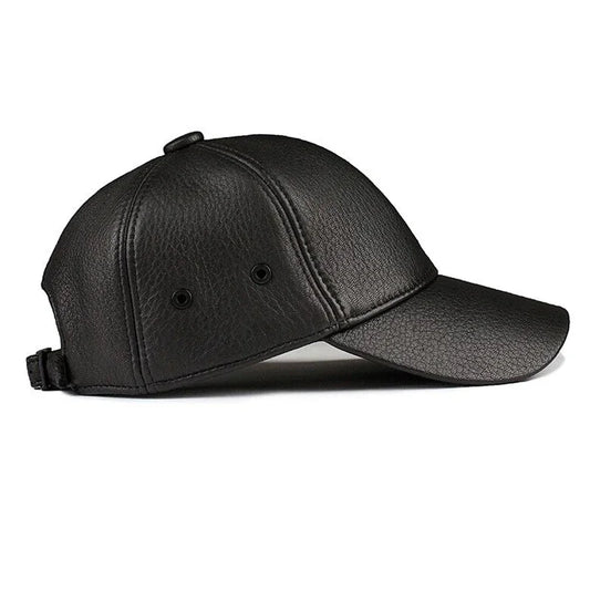 Full-Leather Seoul Swing Cap – Real Cowhide Adjustable Baseball Hat for Golf, Street & Cold Weather Flex