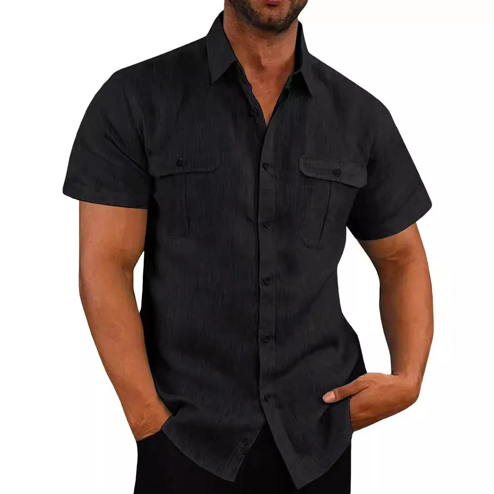 Rogue Tide Double Pocket Cotton-Linen Beach Shirt