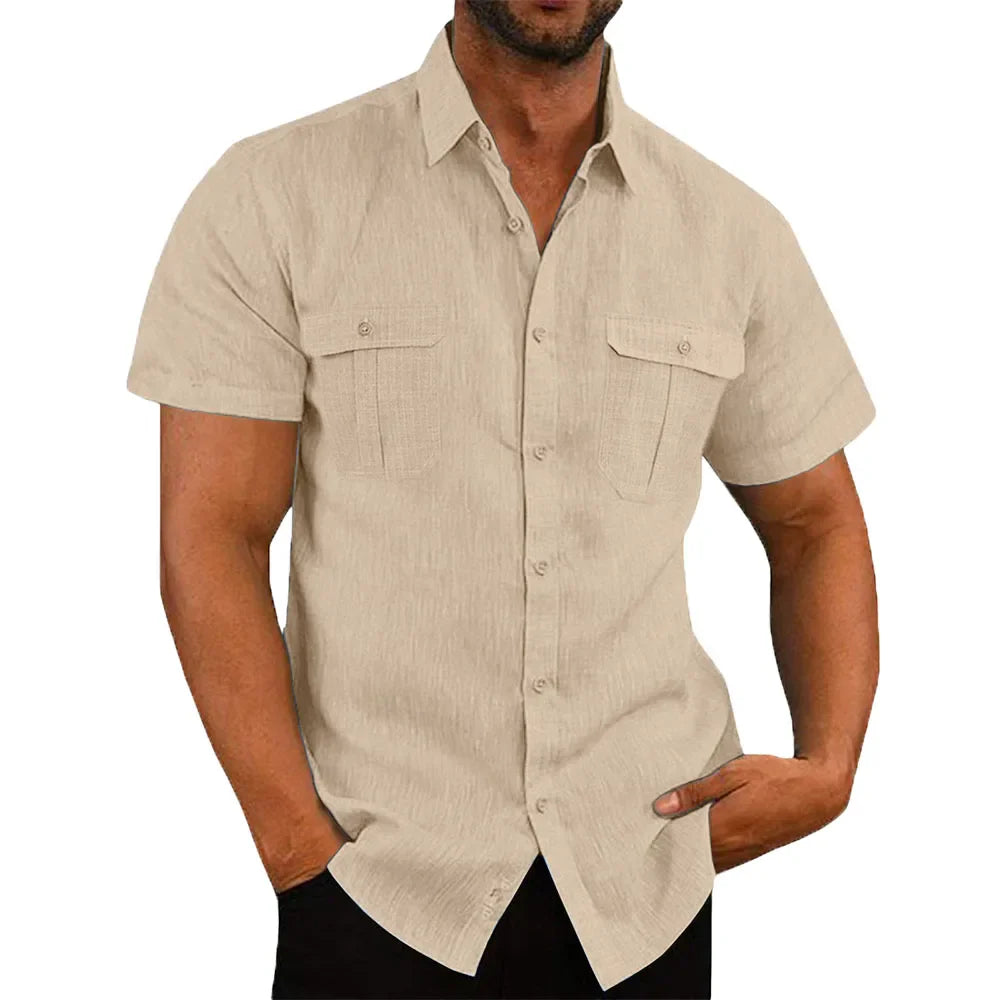 Rogue Tide Double Pocket Cotton-Linen Beach Shirt