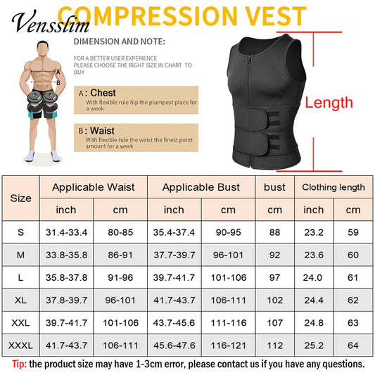 VENSSLIM PRO-GRADE MEN’S BODY SHAPER – Heavy-Duty Waist Trainer Compression Vest for Core Stability, Fat Burn, and Jobsite Confidence
