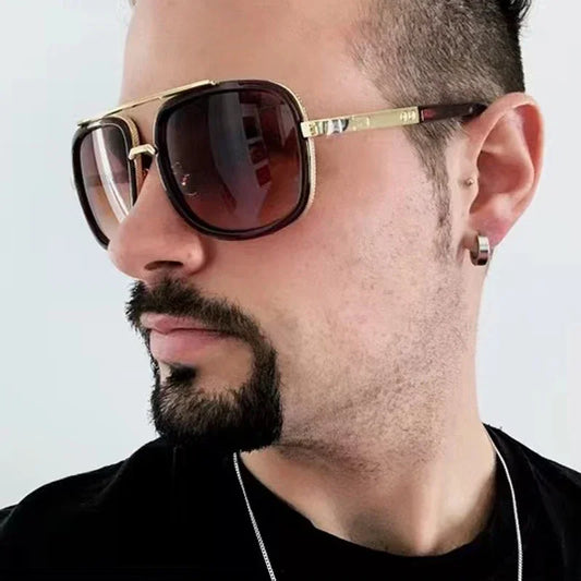 DEATHEYES KP1828 – Oversized Metal Gradient Sunglasses for Men | GTA Getaway Edition UV400 Shades