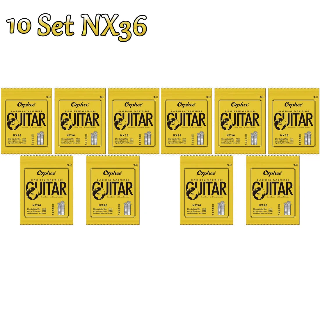 “NX SILVERBLOOD STRING PACK” – 10/50 Set Orphee NX-Series Silver-Plated Nylon Strings | For Classical Guitarists Who Shred in Silence
