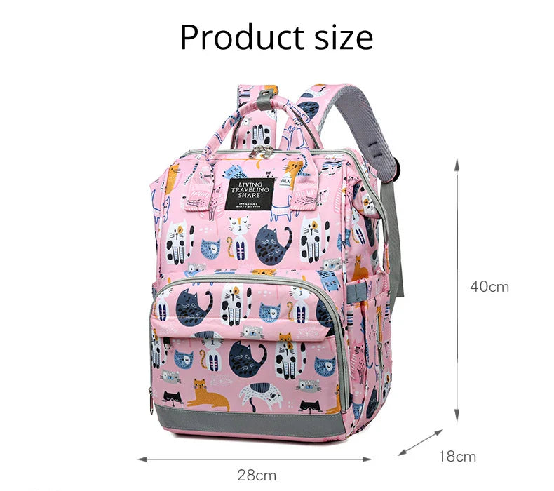 JoyTrail Mommy Backpack — Lightweight Printed Nylon Maternity & Baby Travel Bag with Large Capacity