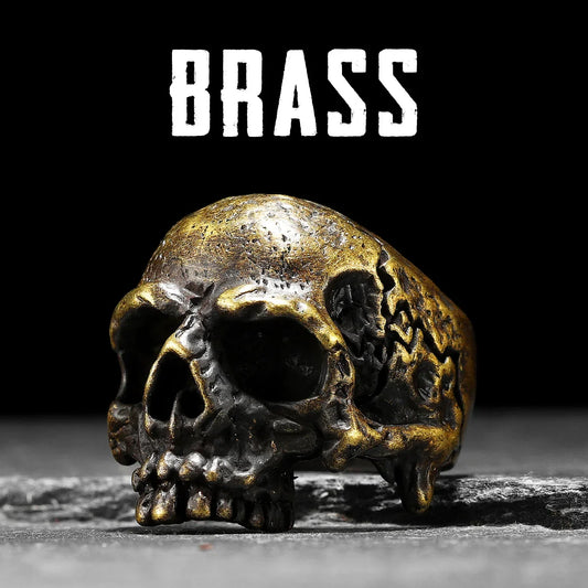 Copper Skull Punk Gothic Men's Ring | Vintage Brass Skeleton Jewelry for Women | Rock Fashion Halloween Gift
