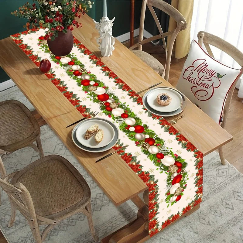 FestiveFeast Christmas Table Runner – Merry Christmas Home Decoration 2025–2026, Holiday Dining Table Decor & New Year Ornament 🎄✨