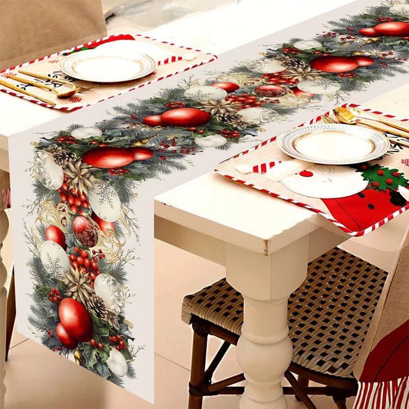 FestiveFeast Christmas Table Runner – Merry Christmas Home Decoration 2025–2026, Holiday Dining Table Decor & New Year Ornament 🎄✨