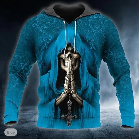 Men's 3D Skull Hoodie Sweatshirt – Skull Head Print Pullover for Autumn Fashion