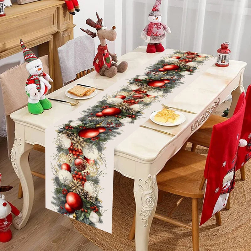 FestiveFeast Christmas Table Runner – Merry Christmas Home Decoration 2025–2026, Holiday Dining Table Decor & New Year Ornament 🎄✨
