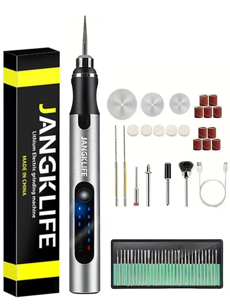 JANGKLIFE VoltCraft — Cordless USB Rotary Engraving Tool Kit for Wood, Metal, Jewelry & Glass