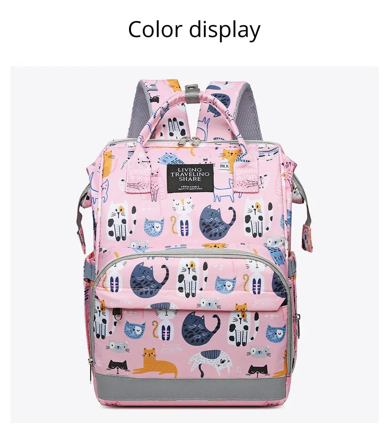 JoyTrail Mommy Backpack — Lightweight Printed Nylon Maternity & Baby Travel Bag with Large Capacity