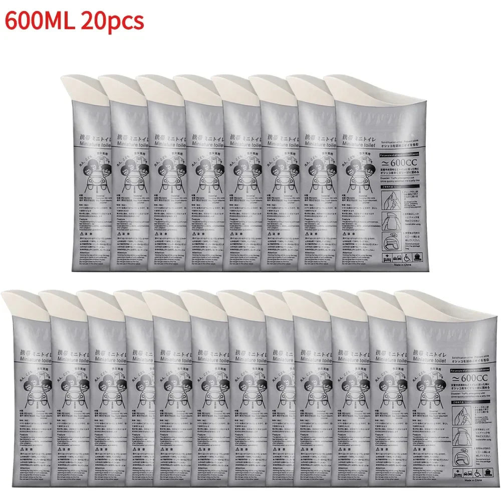 GoTime Bags – 4–40Pc Travel Pee & Emergency Urine Bags for Men, Women & Kids | 600ml/700ml Portable Leakproof Mini Toilets
