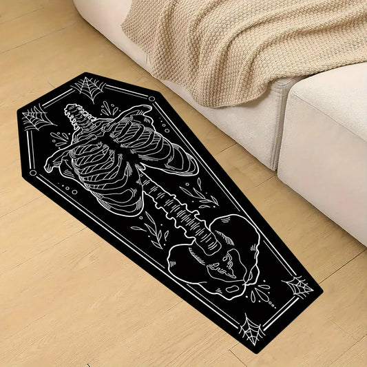 Gothic Coffin Skeleton Rug – Tactical Comfort Zone for Hardcore Homes & Battle-Ready Decor
