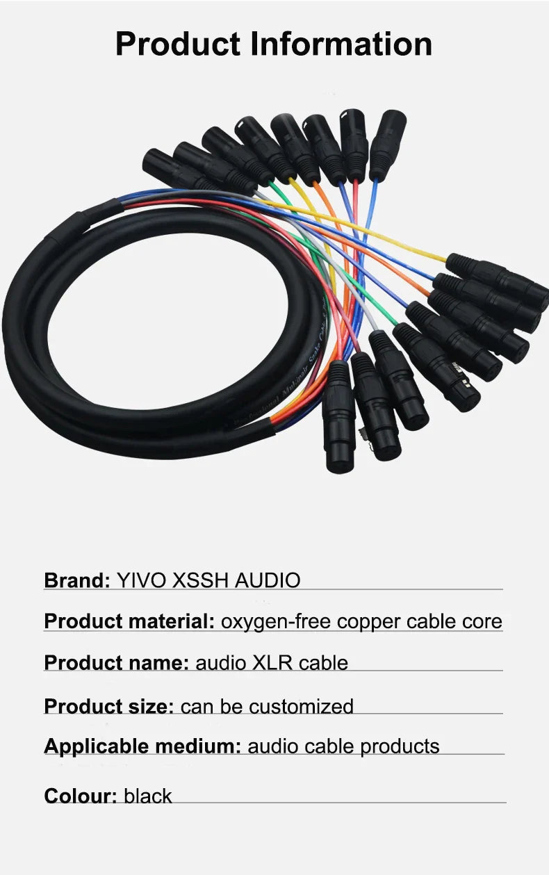 "8-Lane Sonic Fury Cable" – Pro-Grade 8 Channel XLR Snake Audio Cord for Soundlords & Studio Commanders