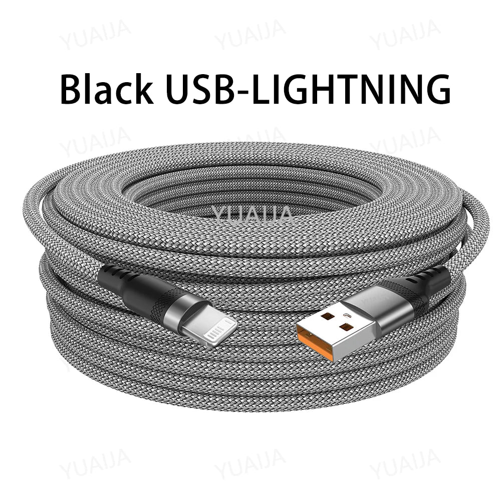 Super Fast USB-C Lightning & Micro USB Cable 3M/5M – Long Braided Charger For iPhone, Android & More ⚡🔌