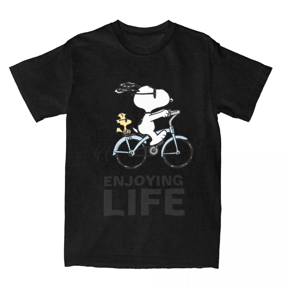 Snoopy & Woodstock Holiday Ride T-Shirt – Men’s & Women’s Cotton Comic Classic – Christmas Bicycle Adventure Tee