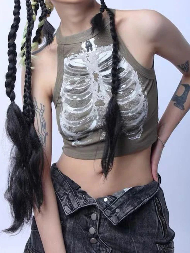 X-RAY VISION TANK – Cyberpunk Skeleton Crop for Future Rebels & Street Sirens
