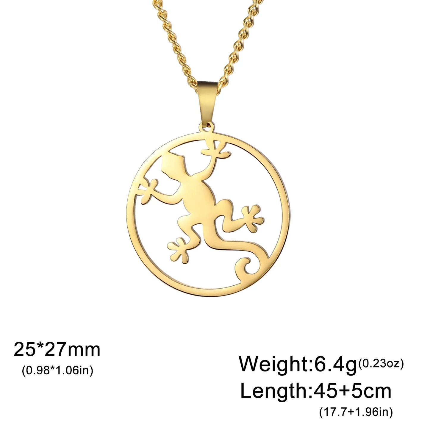 Lucky Lizard Gecko Necklace – Stainless Steel Salamander Pendant for Women