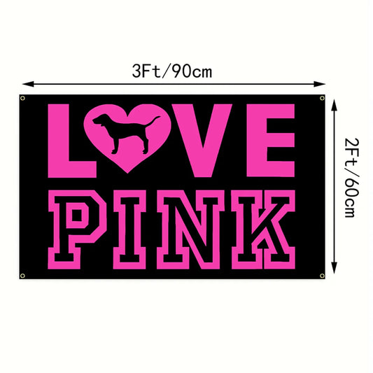 PINK OUT LOUD! 3x5 & 2x3 LOVE PINK Vibe Flag – Room-Defining, Mood-Lifting Tapestry for Walls That Wanna Talk