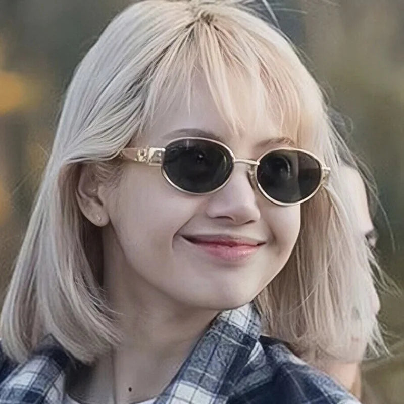 Retro Metal Frame Oval Sunglasses – Vintage 90s UV400 Gradient Shades for Men & Women