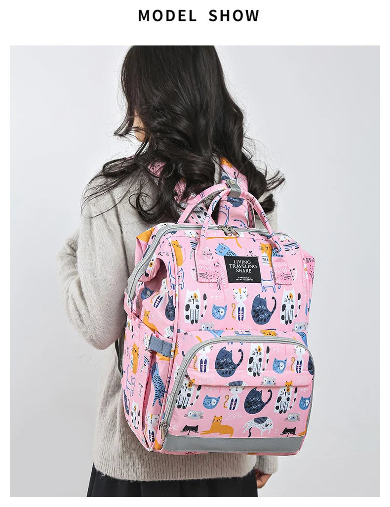 JoyTrail Mommy Backpack — Lightweight Printed Nylon Maternity & Baby Travel Bag with Large Capacity