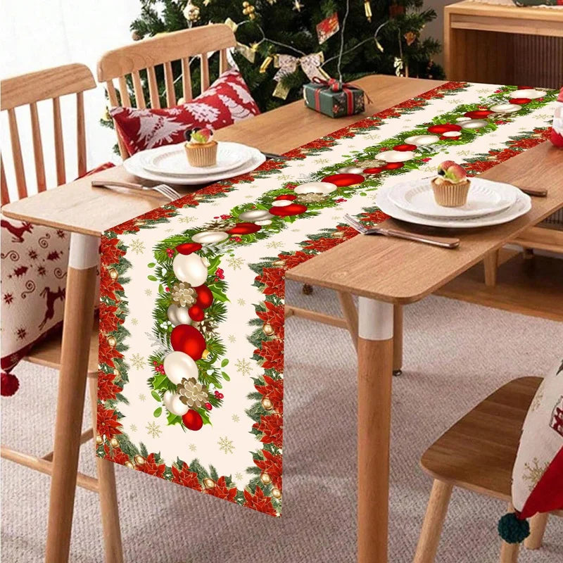 FestiveFeast Christmas Table Runner – Merry Christmas Home Decoration 2025–2026, Holiday Dining Table Decor & New Year Ornament 🎄✨
