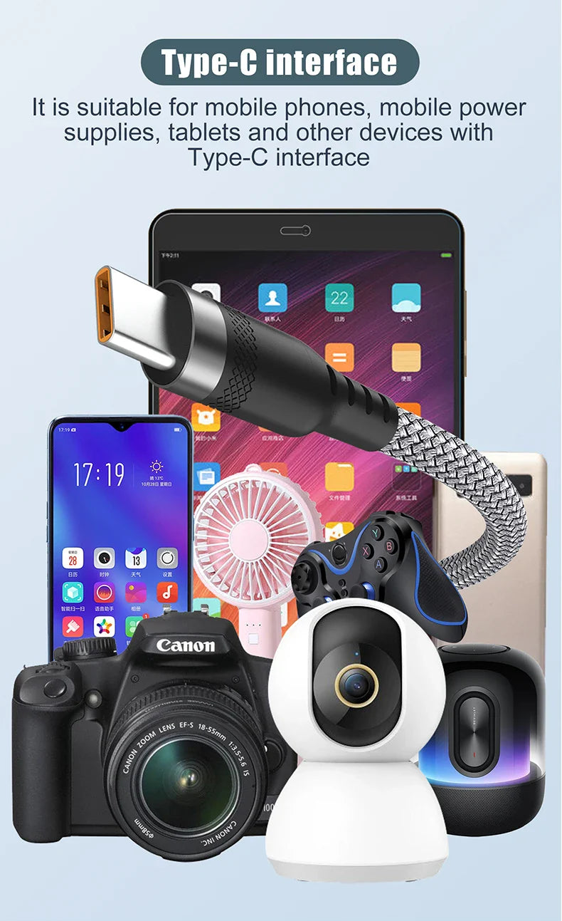 Super Fast USB-C Lightning & Micro USB Cable 3M/5M – Long Braided Charger For iPhone, Android & More ⚡🔌