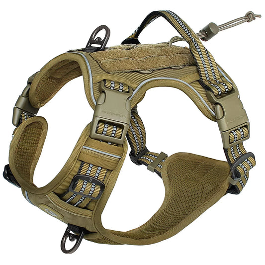 "K9 COMMANDER" Tactical No-Pull Dog Harness – Adjustable MOLLE Military Vest for Large Dogs | Reflective & Breathable All-Season Gear
