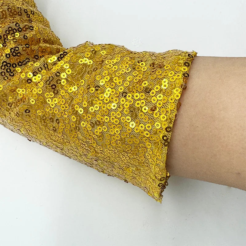 Women’s Vintage Fingerless Sequin Gloves – Sexy Cosplay Party Mittens for Performance & Nightclub