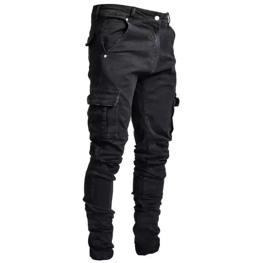 DENIM RAID: Men’s Galactic Street Cargo Jeans – Slim Fit Tactical Star Rebel Wash Edition