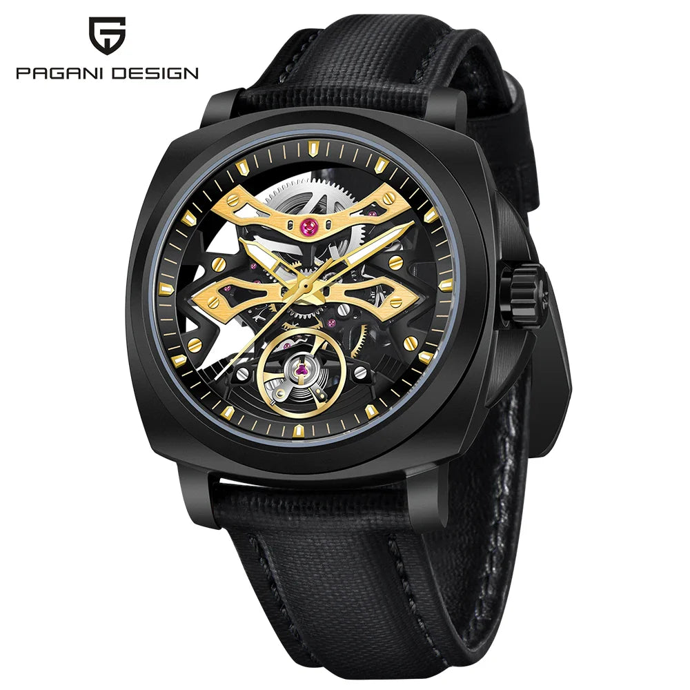 PAGANI DESIGN PD-YS017 “Midnight Machine” | 40MM Sapphire Automatic Men’s Watch | 100M Diver Grade Waterproof Skeleton Lume Timepiece