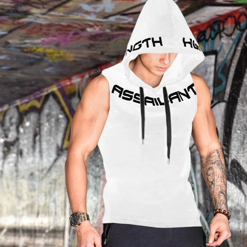 RiotSleeve Hooded Gym Vest — Cotton Combat Muscle Hoodie for Chaos Workouts & Street Reps