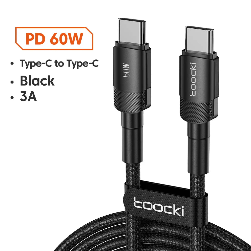 Toocki 100W USB-C to USB-C Fast Charging Cable – PD 3.0 & QC 4.0 High-Speed Charger for iPhone 15, MacBook, Samsung & More ⚡📱💻