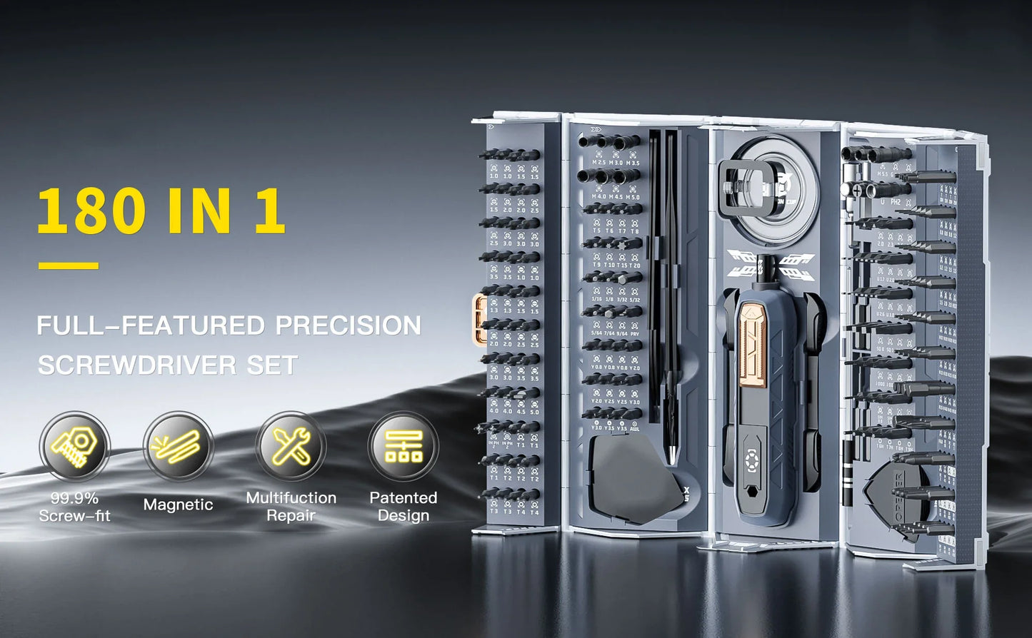 Galacok 180X Tactical Precision Driver Vault – Magnetic Micro Drill Kit for Electronics, Eyewear & Mobile Repairs | Chrome-Vanadium Alloy Steel | Pro Storage Case Included