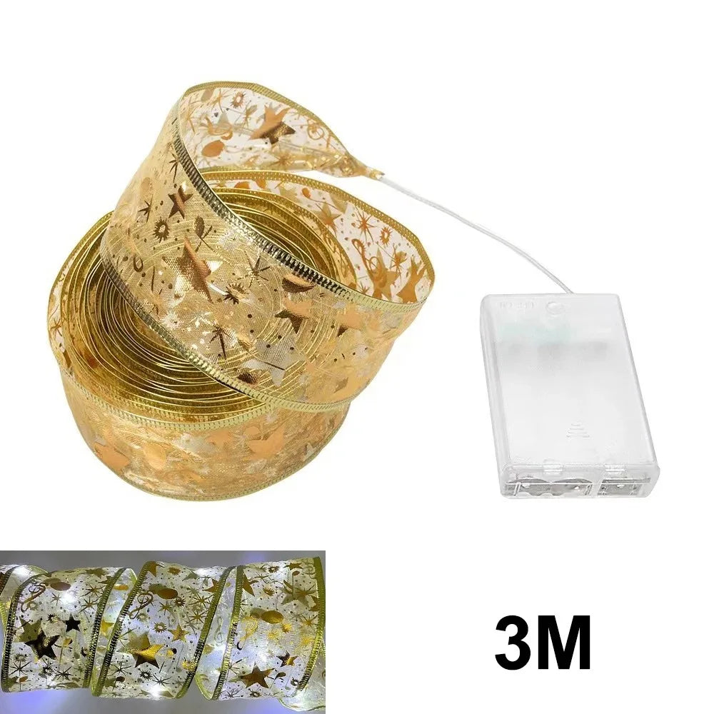 THOOBO! GlowRibbon Fairy Lights — 3m/5m Christmas Bow String Lights for Trees, Mantels & DIY Décor (Battery Powered) ✨