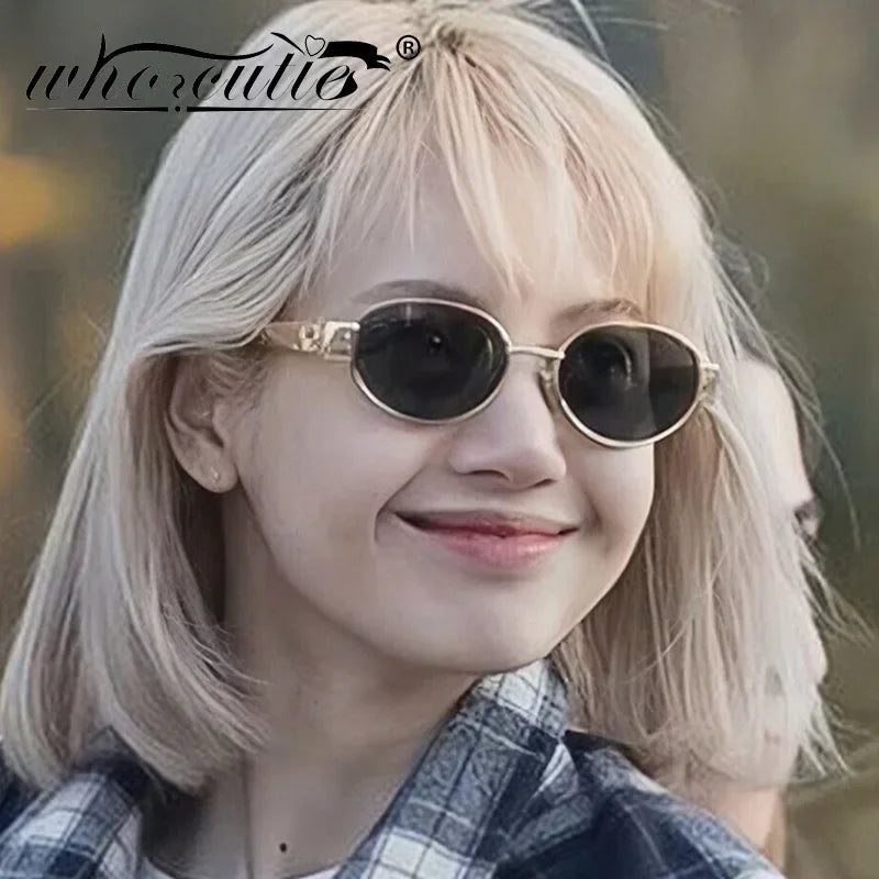 Retro Metal Frame Oval Sunglasses – Vintage 90s UV400 Gradient Shades for Men & Women