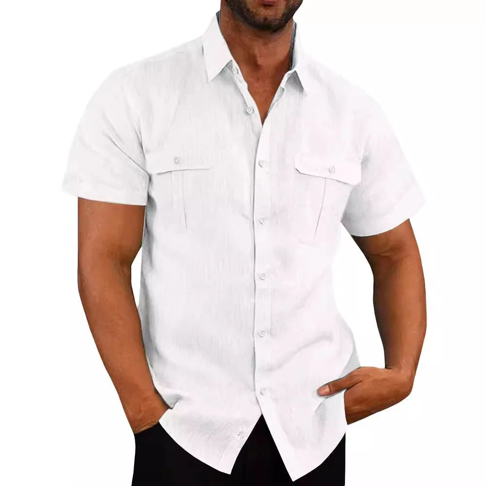 Rogue Tide Double Pocket Cotton-Linen Beach Shirt