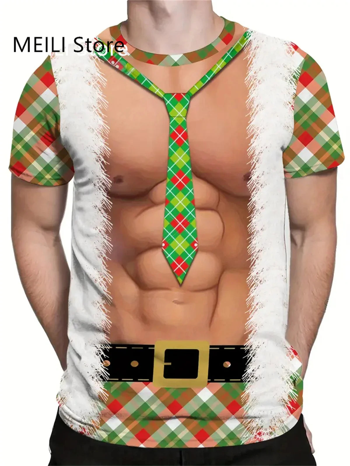 Santa’s Outlaw 3D Christmas Graphic T-Shirt – Holiday Havoc Edition