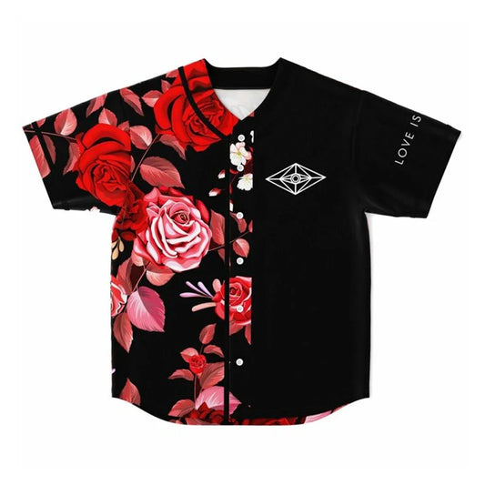 SLANDER: Love Is Gone Blood Rose Jersey — 3D Streetwear Button-Up for the Heartbroken & Hellbound