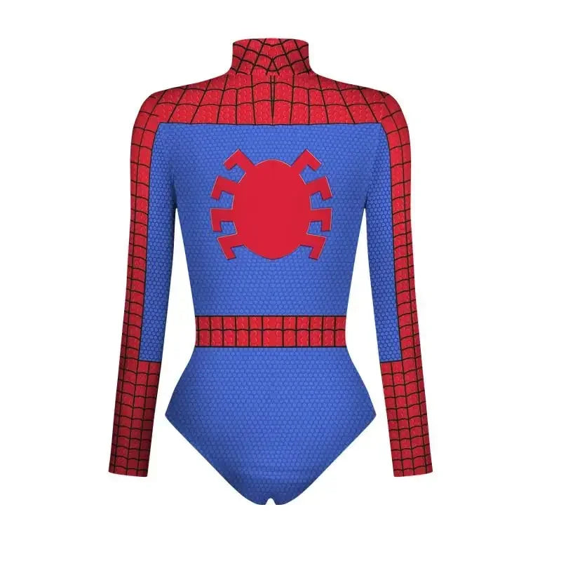 Spider Hero Captain 3D Print Long Sleeve Swim Bodysuit — Unisex Cosplay Jumpsuit For Beach, Pool, Halloween & Carnival