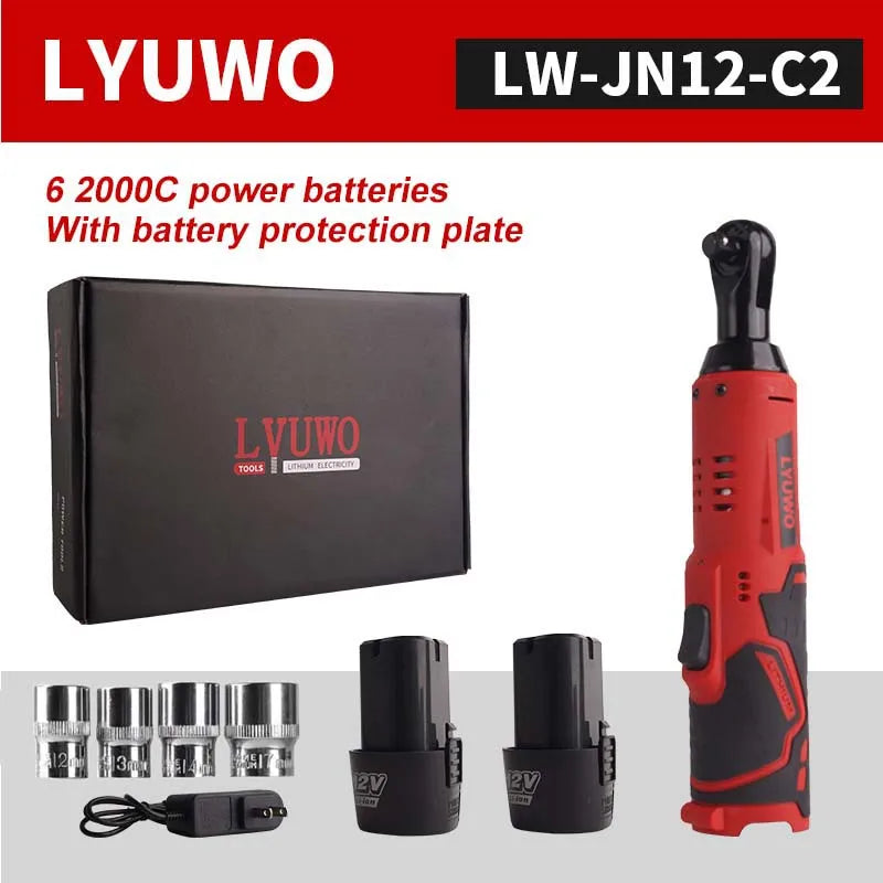 LYUWO RATCH3T RAGER — 3/8” Cordless Angle Drill & Electric Wrench Set with 2 Batteries for Auto & Mayhem Maintenance