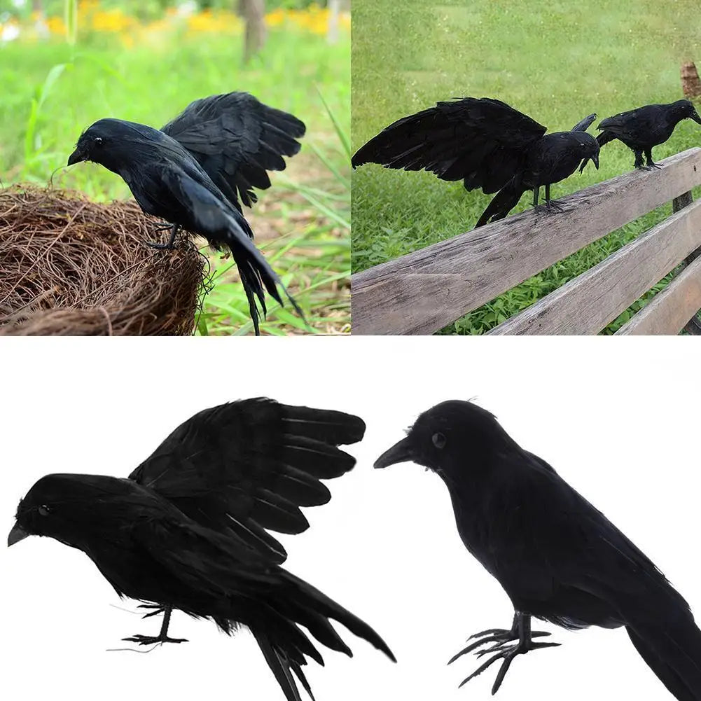 Midnight Murder — Feathered Raven Halloween Prop for Haunted Decor & Wicked Displays 🦇🐦‍⬛